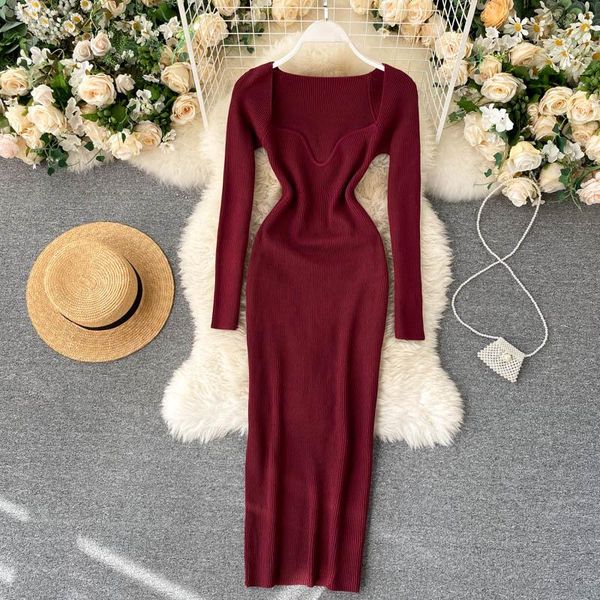 casual dresses low-cut square collar good stretch knitted dress fashion bloggers recommended chic, Black;gray
casual dresses low-cut square collar good stretch knitted dress fashion bloggers recommended chic, Black;gray