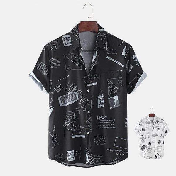 men's t-shirts 2021 summer beach shirt graffiti print short sleeve turndown collar men single-breasted lapel hawaiian tee beachwear, White;black
men's t-shirts 2021 summer beach shirt graffiti print short sleeve turndown collar men single-breasted lapel hawaiian tee beachwear, White;black