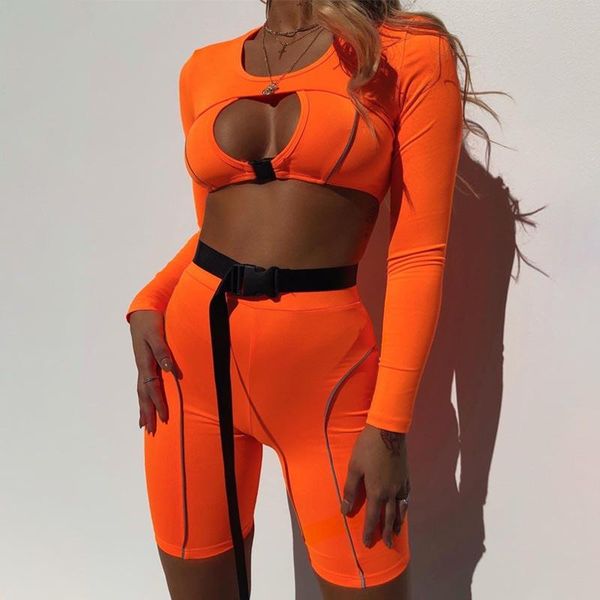 women slim skinny two pieces set reflective striped patchwork tracksuit hollow out button crop with shorts tracksuits women's, Gray
women slim skinny two pieces set reflective striped patchwork tracksuit hollow out button crop with shorts tracksuits women's, Gray