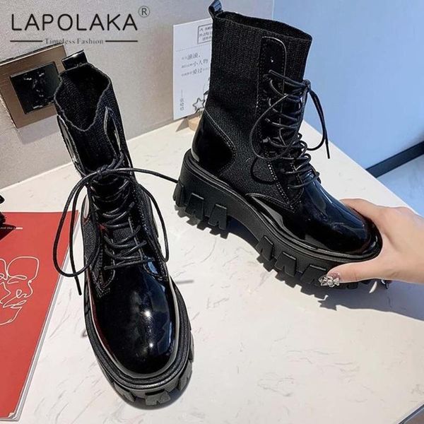 boots lapolaka 2021 motorcycle women shoes tire sole shoelaces sock boot ins dropship trendy booties ladies, Black
boots lapolaka 2021 motorcycle women shoes tire sole shoelaces sock boot ins dropship trendy booties ladies, Black