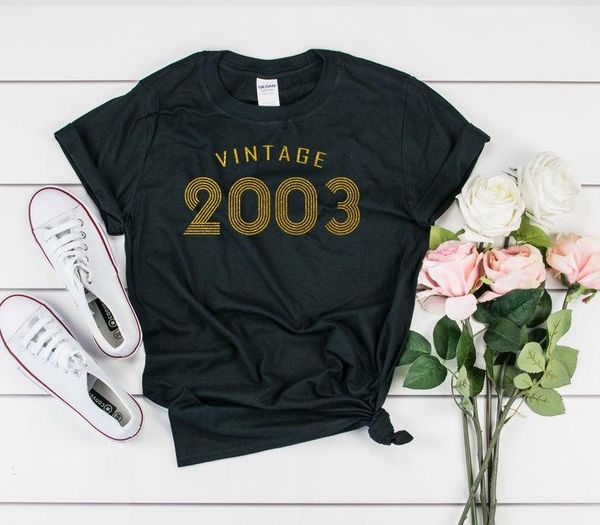 women's t-shirt glitter gold-18th birthday 2003 retro for her and him the first party shirt, can be customized any year shirt, White
women's t-shirt glitter gold-18th birthday 2003 retro for her and him the first party shirt, can be customized any year shirt, White