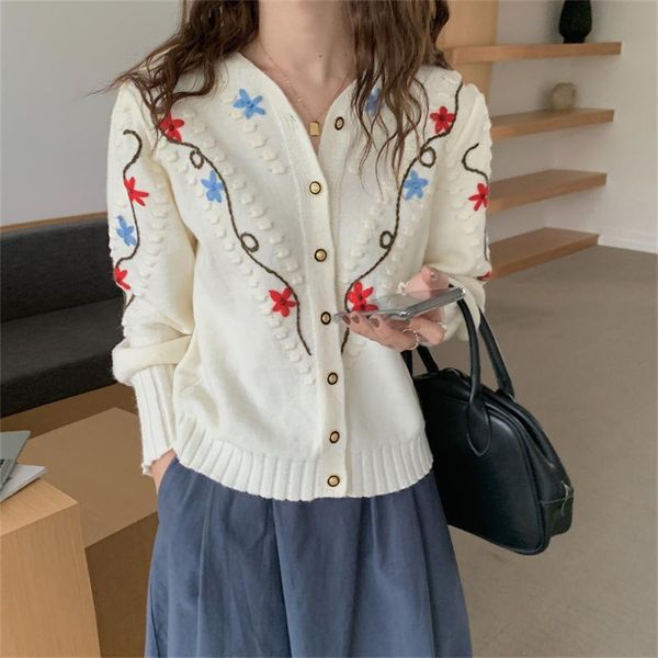 women's knits & tees handmade knitted cardigan sweaters floral 2021 sweet v-neck crocheted casual coats women autumn chic loose, White
women's knits & tees handmade knitted cardigan sweaters floral 2021 sweet v-neck crocheted casual coats women autumn chic loose, White
