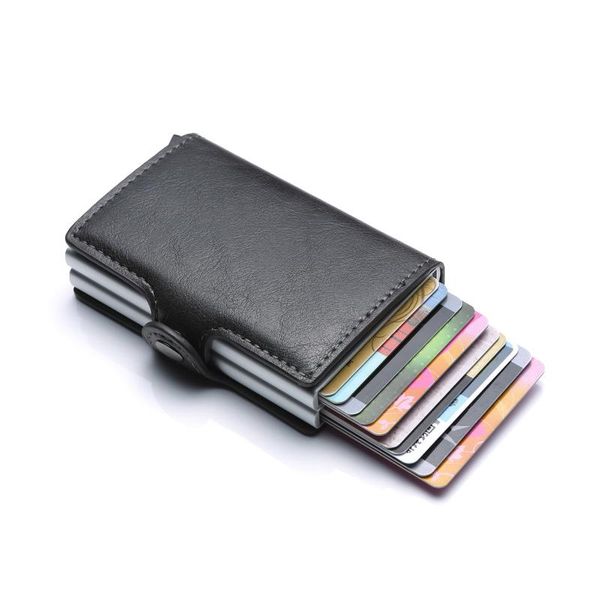 card holders men's aluminum alloy pu case double box rfid shielding anti-theft metal multi-card wallet for male cardholder, Brown;gray
card holders men's aluminum alloy pu case double box rfid shielding anti-theft metal multi-card wallet for male cardholder, Brown;gray