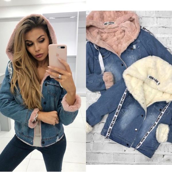 women's jackets 2021 winter denim jacket brushed wadded women coat hooded jeans female fleece jakcets warm mujer bomber, Black;brown
women's jackets 2021 winter denim jacket brushed wadded women coat hooded jeans female fleece jakcets warm mujer bomber, Black;brown