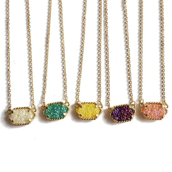 pendant necklaces yjx030 wholesale 6 pcs lot mini iridescent druzy drusy necklace chic statement jewelry short collar choker, Silver 
pendant necklaces yjx030 wholesale 6 pcs lot mini iridescent druzy drusy necklace chic statement jewelry short collar choker, Silver