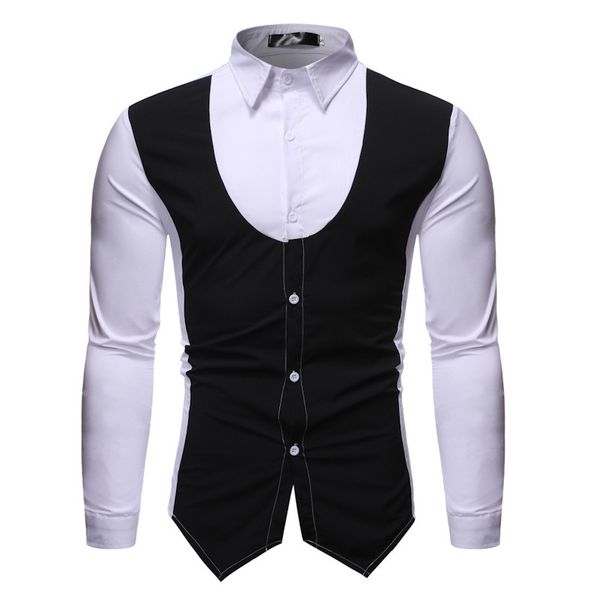 boutique fashion shirt men's clothing 2021 versatile color matching collar casual long sleeve, White;black
boutique fashion shirt men's clothing 2021 versatile color matching collar casual long sleeve, White;black