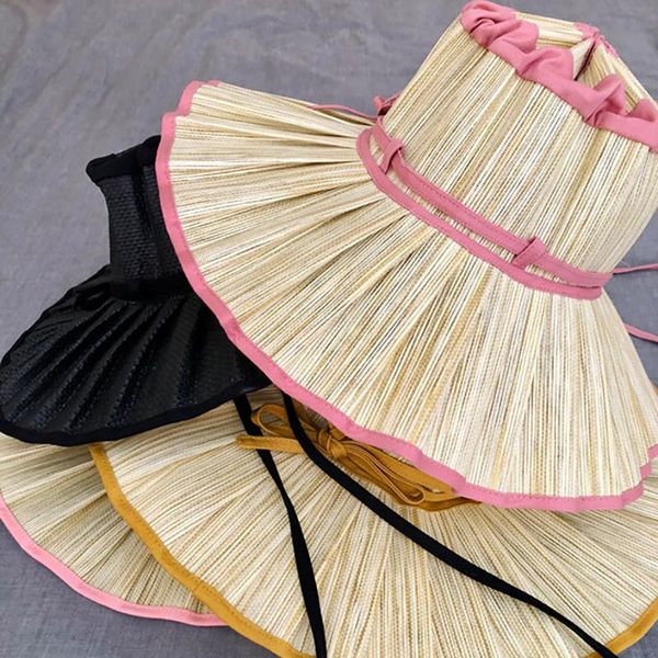 wide brim hats custom elegant folds for women fashion sunshade hat summer outdoor sun protection black pink caps cape, Blue;gray
wide brim hats custom elegant folds for women fashion sunshade hat summer outdoor sun protection black pink caps cape, Blue;gray