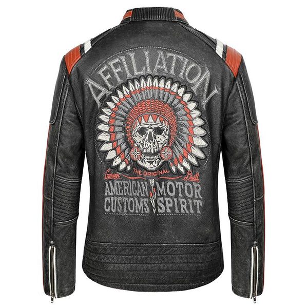 men's leather & faux 2021 genuine 100% cowhide jacket black retro embroidered skull coat motorcycle slim-fit
men's leather & faux 2021 genuine 100% cowhide jacket black retro embroidered skull coat motorcycle slim-fit