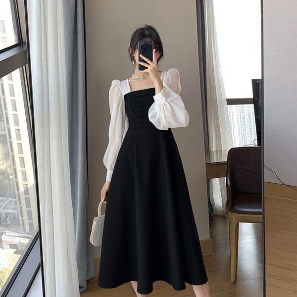 casual dresses autumn womens black dress vintage flower long puff sleeve chiffon 2021 korean mini vestidos mujer clothes, Black;gray
casual dresses autumn womens black dress vintage flower long puff sleeve chiffon 2021 korean mini vestidos mujer clothes, Black;gray