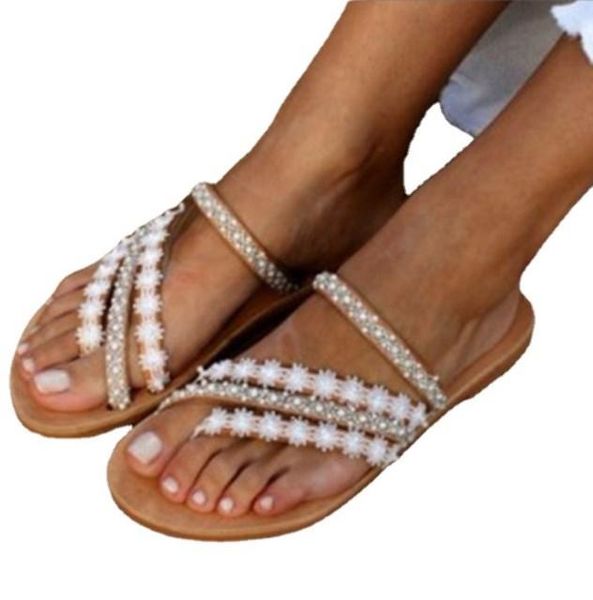 summer flat sandals sweet boho pearl decoration leather flats plus size women beach sand holiday shoes, Black
summer flat sandals sweet boho pearl decoration leather flats plus size women beach sand holiday shoes, Black