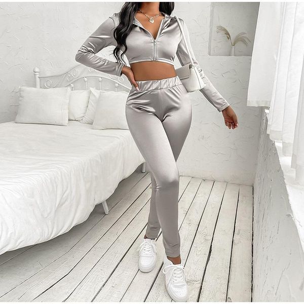 women's two piece pants fashion women bright glossy solid tracksuit outfit autumn 2pc sets long sleeve zip-up coat and sport suits, White
women's two piece pants fashion women bright glossy solid tracksuit outfit autumn 2pc sets long sleeve zip-up coat and sport suits, White