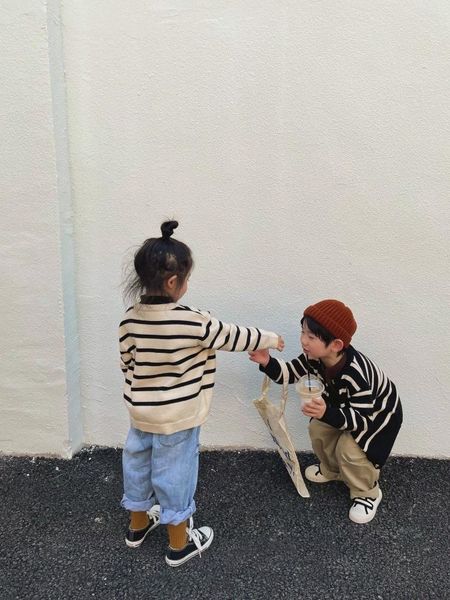 pullover big sister little brother twins korean style black white striped cardigans 2022 spring autumn kids knitted sweater knitwear, Blue
pullover big sister little brother twins korean style black white striped cardigans 2022 spring autumn kids knitted sweater knitwear, Blue