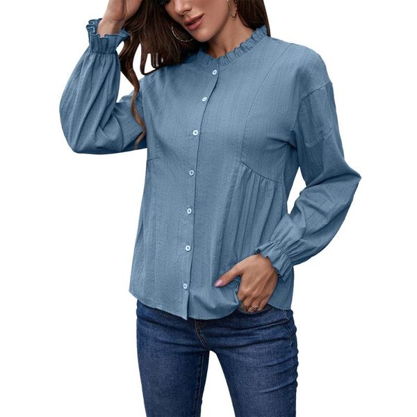 women's blouses & shirts leisure solid color button o-neck cardigan lady loose long sleeve oversized shirt womens autumn blusas #t3g, White
women's blouses & shirts leisure solid color button o-neck cardigan lady loose long sleeve oversized shirt womens autumn blusas #t3g, White