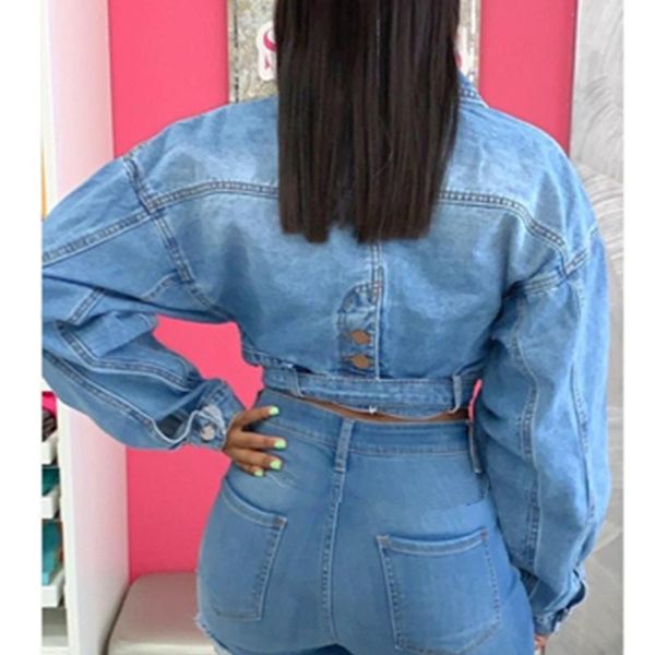 women's jackets fashion jeans coats women 2021 short casual loose denim coat autumn long sleeve oversize jacket with belt, Black;brown
women's jackets fashion jeans coats women 2021 short casual loose denim coat autumn long sleeve oversize jacket with belt, Black;brown