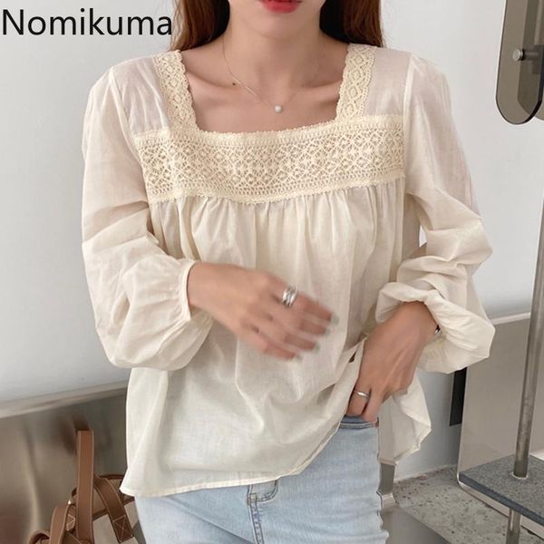 women's blouses & shirts nomikuma korean square collar women lace patchwork long sleeve causal doll shirt 2021 summer suncreen blusas 6, White
women's blouses & shirts nomikuma korean square collar women lace patchwork long sleeve causal doll shirt 2021 summer suncreen blusas 6, White