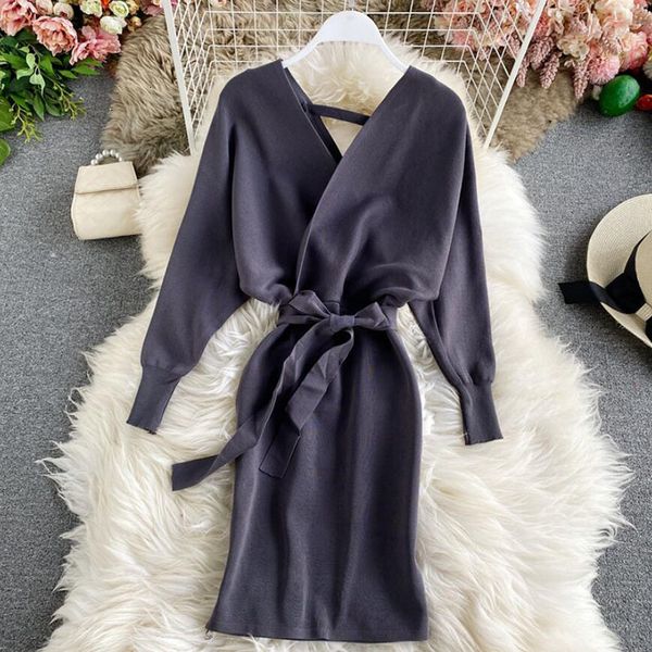 dresses autumn winter women knitted v-neck sweater es lady slim bodycon long sleeve bottoming vestidos, Black;gray
dresses autumn winter women knitted v-neck sweater es lady slim bodycon long sleeve bottoming vestidos, Black;gray