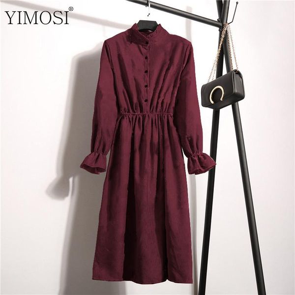 autumn women corduroy dress vintage ruffle party elegant korean long sleeve button office dresses vestidos casual, Black;gray
autumn women corduroy dress vintage ruffle party elegant korean long sleeve button office dresses vestidos casual, Black;gray