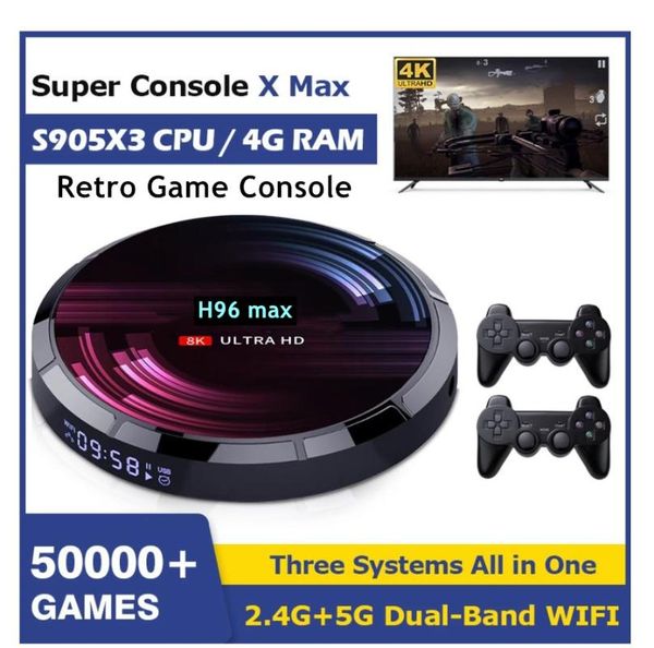portable game players super h96 max retro video console with wifi 4k hd player for ps1/psp/n64/dc 50000+ games s905x3 android 9.0 tv box
portable game players super h96 max retro video console with wifi 4k hd player for ps1/psp/n64/dc 50000+ games s905x3 android 9.0 tv box