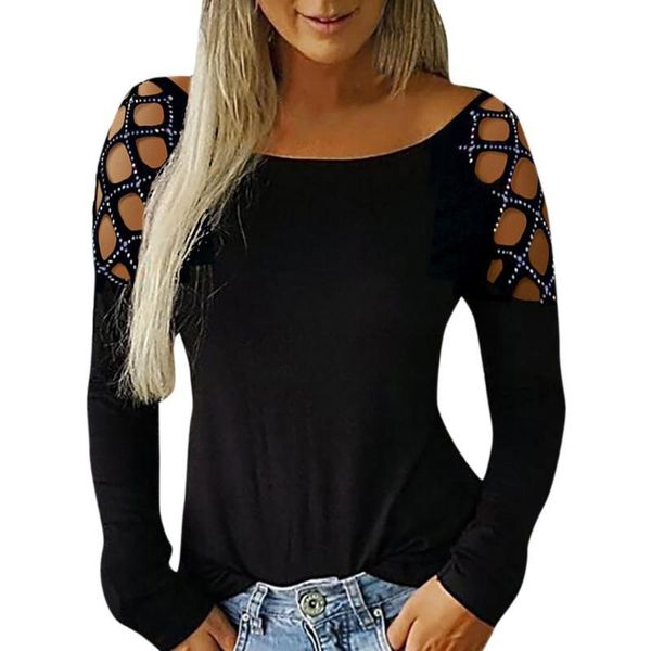 women's t-shirt spring autumn clothing new female sequined pure t shirts round collar rivet hallow long sleeve women t-shirt #, White
women's t-shirt spring autumn clothing new female sequined pure t shirts round collar rivet hallow long sleeve women t-shirt #, White
