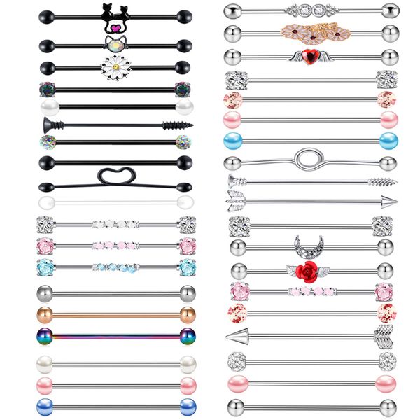 14g surgical steel flower industrial barbell ear rings for women men cartilage earring helix body piercing jewelry oreja ring, Silver
14g surgical steel flower industrial barbell ear rings for women men cartilage earring helix body piercing jewelry oreja ring, Silver