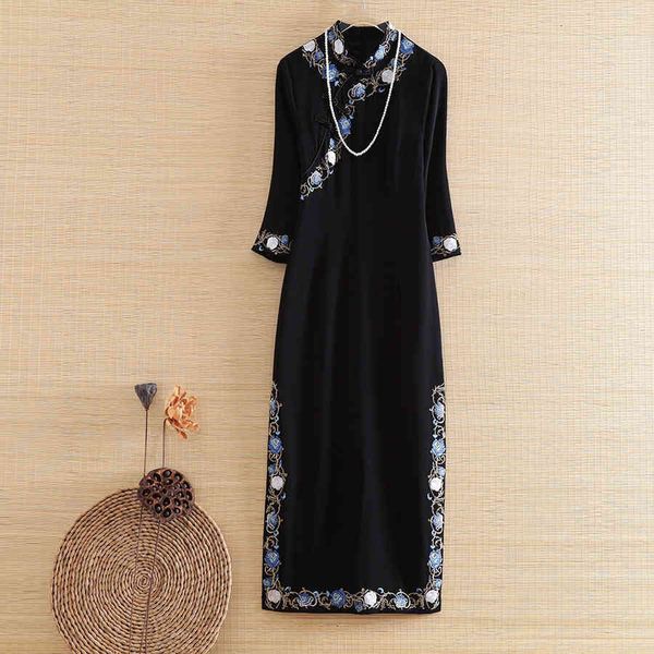casual dresses dress embro mill autumn women cheongsam ethnic style retro elegant embroidery 3/4 sleeve slim lady party o4le, Black;gray
casual dresses dress embro mill autumn women cheongsam ethnic style retro elegant embroidery 3/4 sleeve slim lady party o4le, Black;gray