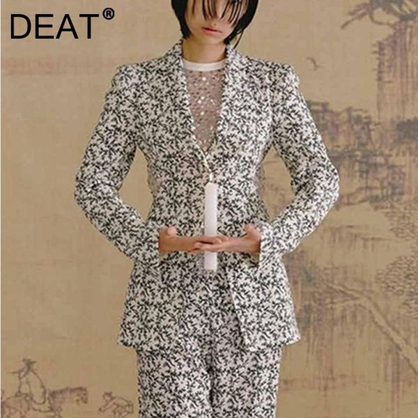 women's suits & blazers deat 2021 spring and autumn fashion casual temperament floral print hollow out waist closing slim blazer sk858, White;black
women's suits & blazers deat 2021 spring and autumn fashion casual temperament floral print hollow out waist closing slim blazer sk858, White;black