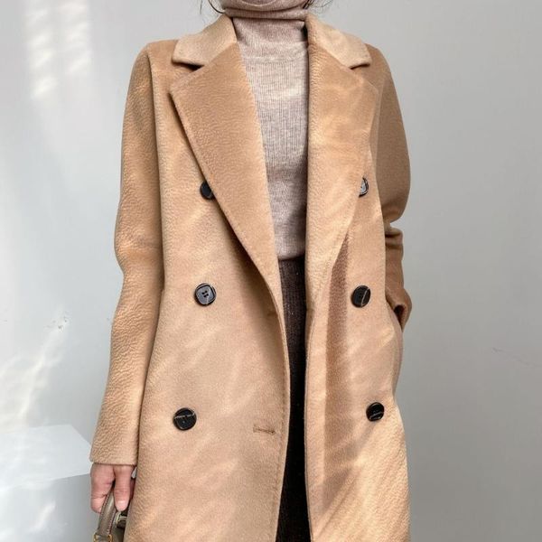 women's wool & blends winter water ripple double-sided coat medium-size double breasted women tweed jacket belted, Black
women's wool & blends winter water ripple double-sided coat medium-size double breasted women tweed jacket belted, Black
