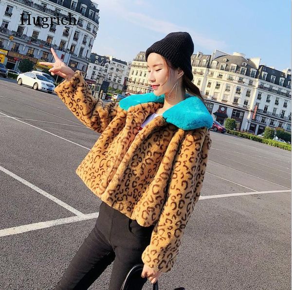 women's fur & faux winter coat women leopard jacket female blue big lapel plush ladies cardigan, Black
women's fur & faux winter coat women leopard jacket female blue big lapel plush ladies cardigan, Black