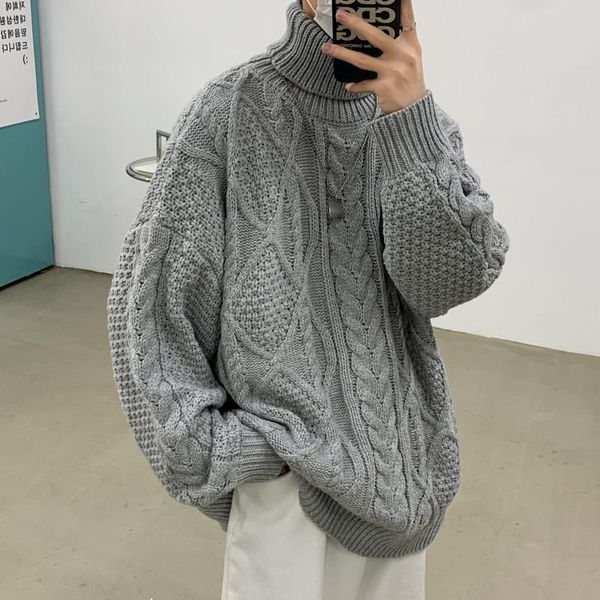 men's sweaters 2021 main push retro twist turtleneck sweater loose knit men and women couples, White;black
men's sweaters 2021 main push retro twist turtleneck sweater loose knit men and women couples, White;black