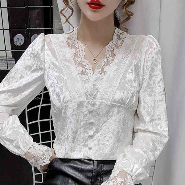 blouse women blusas mujer de moda long sleeve hollow lace v-neck white velour blouse shirt blusa women clothing d960 210426
blouse women blusas mujer de moda long sleeve hollow lace v-neck white velour blouse shirt blusa women clothing d960 210426