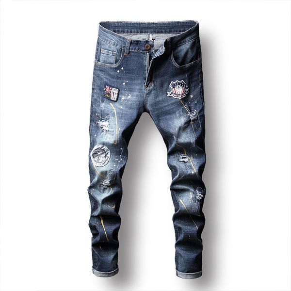 men's jeans men painted jeans printing distressed knees holes patches denim pants casual fashionable pencil mid waist colorful fre, Blue
men's jeans men painted jeans printing distressed knees holes patches denim pants casual fashionable pencil mid waist colorful fre, Blue