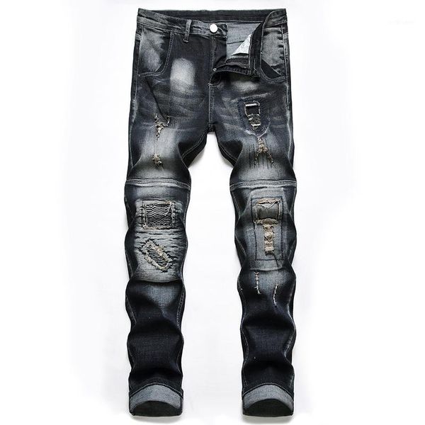 men's jeans european american men casual scratched torn holes patch points slim fit feet trendy pants international big-name, Blue
men's jeans european american men casual scratched torn holes patch points slim fit feet trendy pants international big-name, Blue