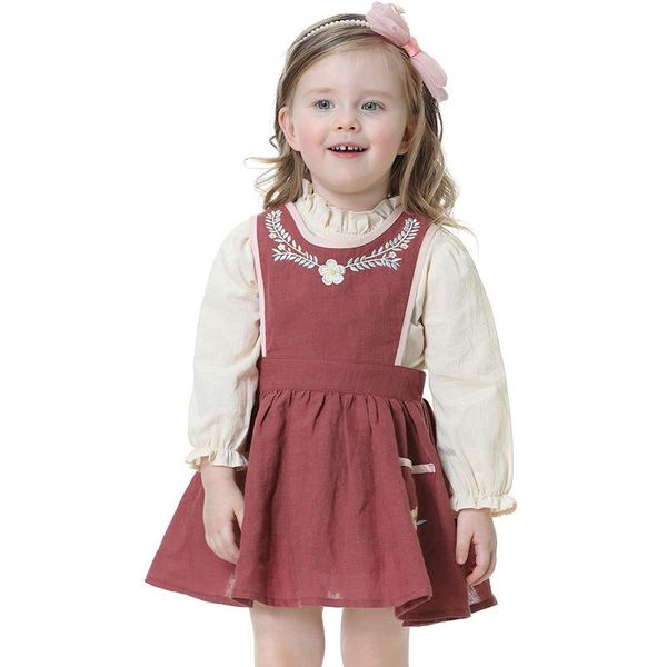 girl's dresses autumn 2021 long-sleeved children's two-piece set fashion dress baby strap skirt, Red;yellow
girl's dresses autumn 2021 long-sleeved children's two-piece set fashion dress baby strap skirt, Red;yellow
