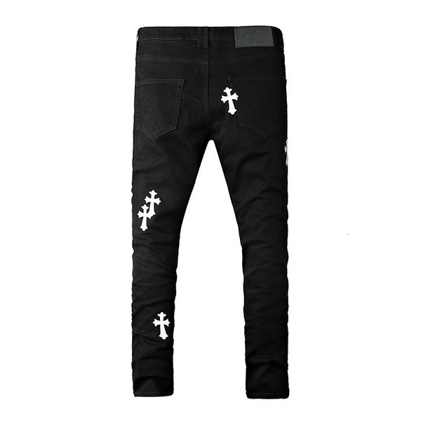 jeans 2021 men's high street black cross, Blue