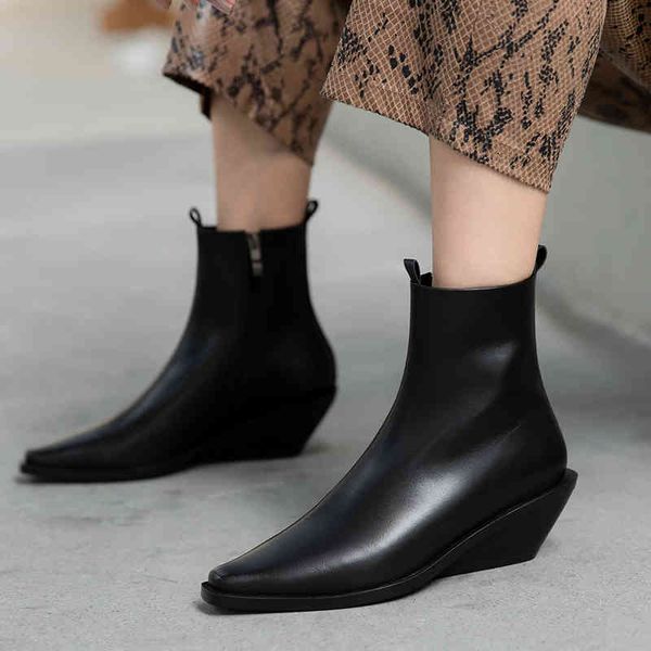 boots 2021 winter shoes women's ankle genuine leather simple and elegant wedges motorcycle zapatos mujer ecjv, Black
boots 2021 winter shoes women's ankle genuine leather simple and elegant wedges motorcycle zapatos mujer ecjv, Black