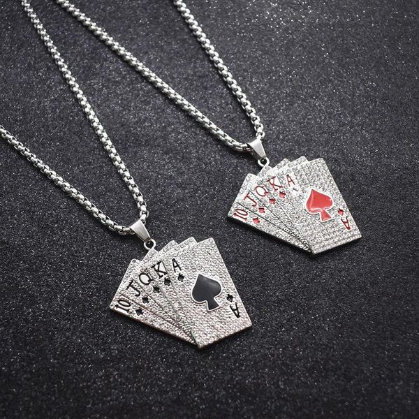 european and american trendy pendants straight flush playing cards for men women titanium steel necklace sweater chain pendant necklaces, Silver
european and american trendy pendants straight flush playing cards for men women titanium steel necklace sweater chain pendant necklaces, Silver