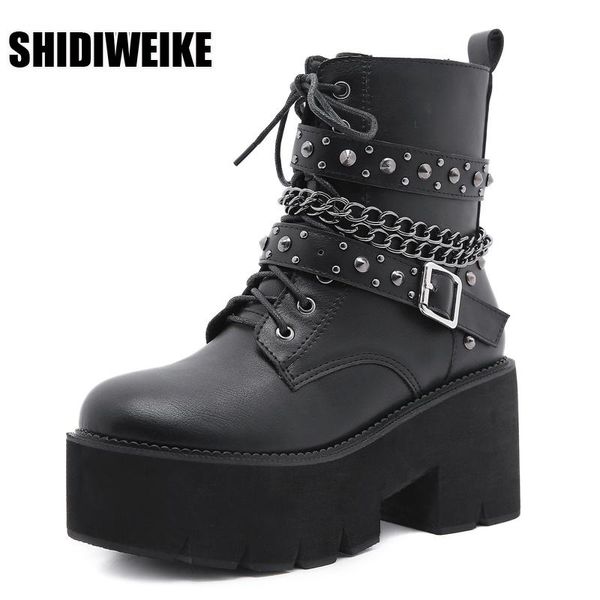 boots chain women leather autumn block heel gothic black punk style platform shoes female footwear vc1397
boots chain women leather autumn block heel gothic black punk style platform shoes female footwear vc1397