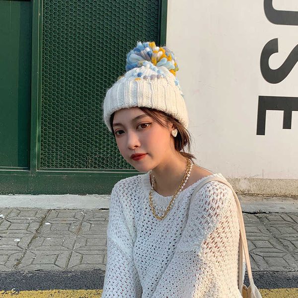 autumn winter female hat ball wool knitting lovely designer white fashion, Yellow 
autumn winter female hat ball wool knitting lovely designer white fashion, Yellow