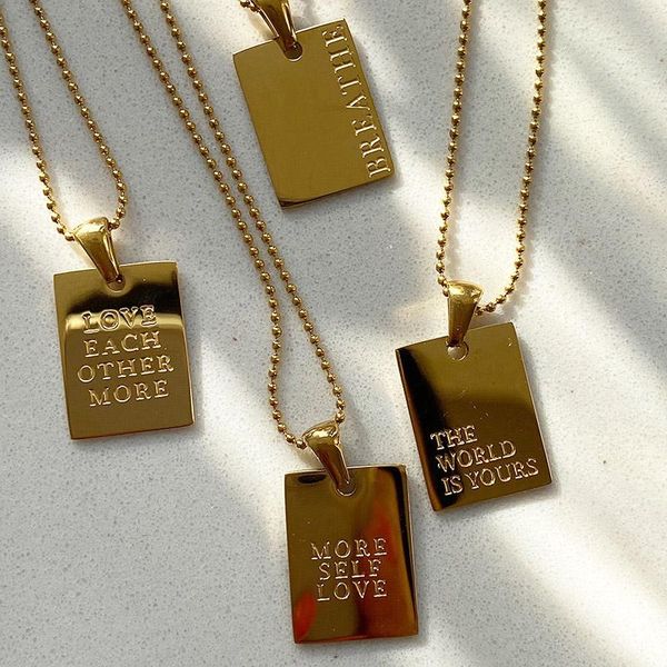 pendant necklaces stainless steel for women stylish gold color figaro beads chain engraved letter card necklace jewelry kan125, Silver
pendant necklaces stainless steel for women stylish gold color figaro beads chain engraved letter card necklace jewelry kan125, Silver