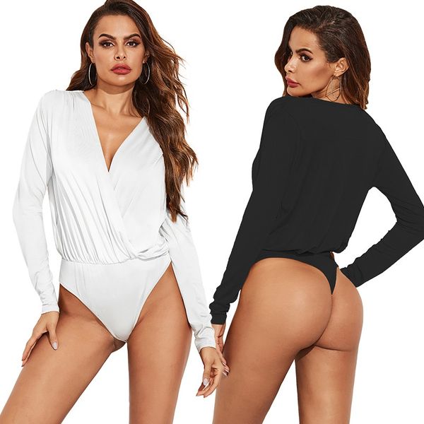 european and american autumn slim women's fashion deep v-neck one-piece long sleeve irregular bottomed shirt, White
european and american autumn slim women's fashion deep v-neck one-piece long sleeve irregular bottomed shirt, White
