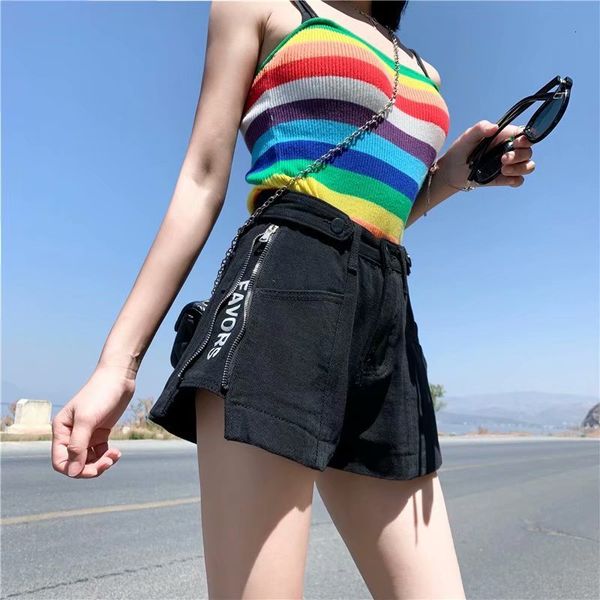 women's shorts denim summer 2020 black high waist loose show thin wide leg a-line korean fashion large pants, White;black
women's shorts denim summer 2020 black high waist loose show thin wide leg a-line korean fashion large pants, White;black