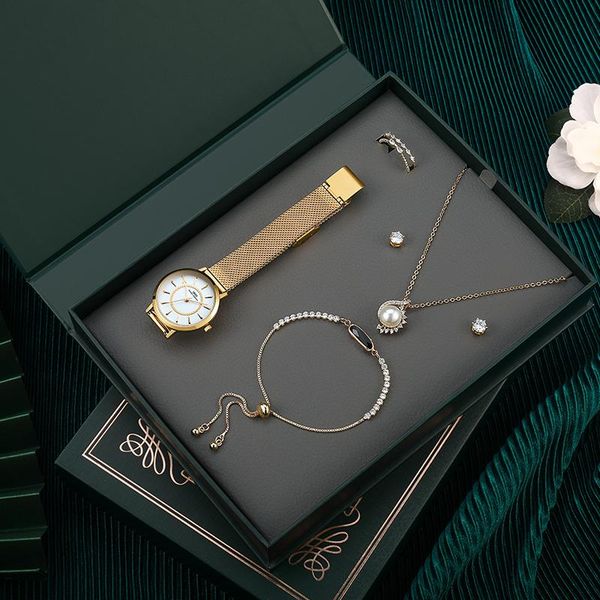 wristwatches women's watches 5 sets jewelry ladies gold watch quartz movement bracelet luxury female clock wrist gift for women, Slivery;brown
wristwatches women's watches 5 sets jewelry ladies gold watch quartz movement bracelet luxury female clock wrist gift for women, Slivery;brown