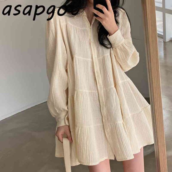 chic fresh sweet puff long sleeve peter pan collar pleated loose dress women mini vestido de mujer doll japan style casual 210429, Black;gray
chic fresh sweet puff long sleeve peter pan collar pleated loose dress women mini vestido de mujer doll japan style casual 210429, Black;gray