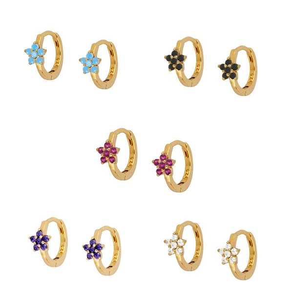 hoop & huggie 925 sterling silver 9mm gold color small earrings for women simple white/black/blue/purple/rose red zircon flower earring, Golden;silver
hoop & huggie 925 sterling silver 9mm gold color small earrings for women simple white/black/blue/purple/rose red zircon flower earring, Golden;silver