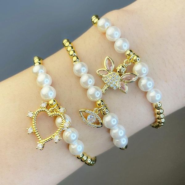 link chain elastic thread pearl round bead minimalist bracelet bear heart evil eye charms for jewelry making fine, Black
link chain elastic thread pearl round bead minimalist bracelet bear heart evil eye charms for jewelry making fine, Black
