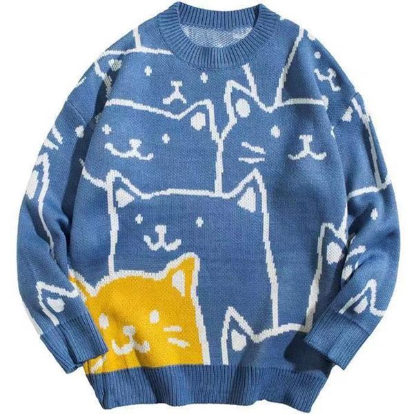 men's sweaters japanese harajuku vintage sweater men 2021 autumn winter cartoon loose knitted hip hop streetwear knitwear pullovers, White;black
men's sweaters japanese harajuku vintage sweater men 2021 autumn winter cartoon loose knitted hip hop streetwear knitwear pullovers, White;black