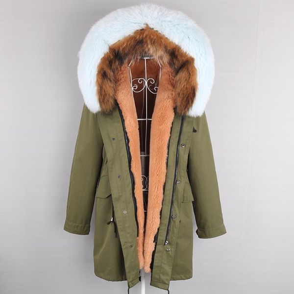 women's fur & faux long park winter jacket hood cuffs thick warm natural raccoon collar real color matching women coat outerwear rnrs, Black
women's fur & faux long park winter jacket hood cuffs thick warm natural raccoon collar real color matching women coat outerwear rnrs, Black