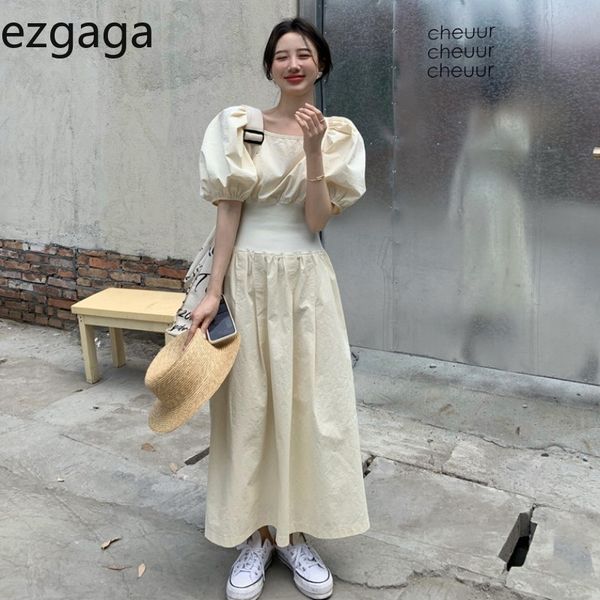 ezgaga french style puff sleeve midi dress women square collar summer backless elegant high waist vintage dress solid loose chic 210430, Black;gray
ezgaga french style puff sleeve midi dress women square collar summer backless elegant high waist vintage dress solid loose chic 210430, Black;gray