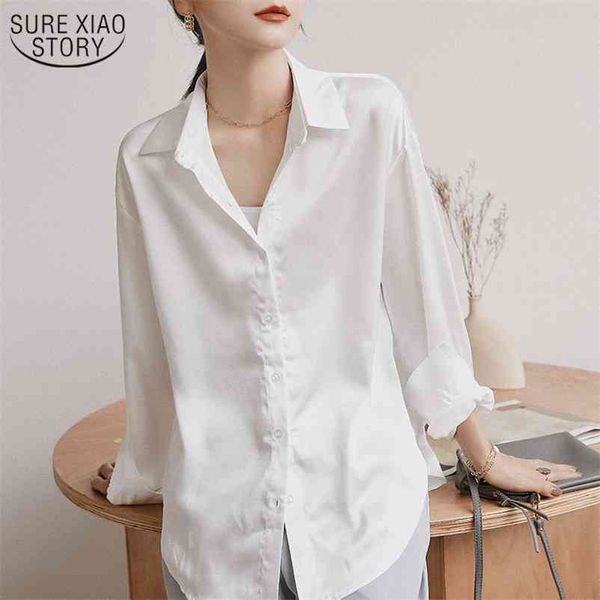 spring autumn satin silk singel breasted blouse women korean fashion long sleeve solid color women's shirts 11425 210508, White
spring autumn satin silk singel breasted blouse women korean fashion long sleeve solid color women's shirts 11425 210508, White