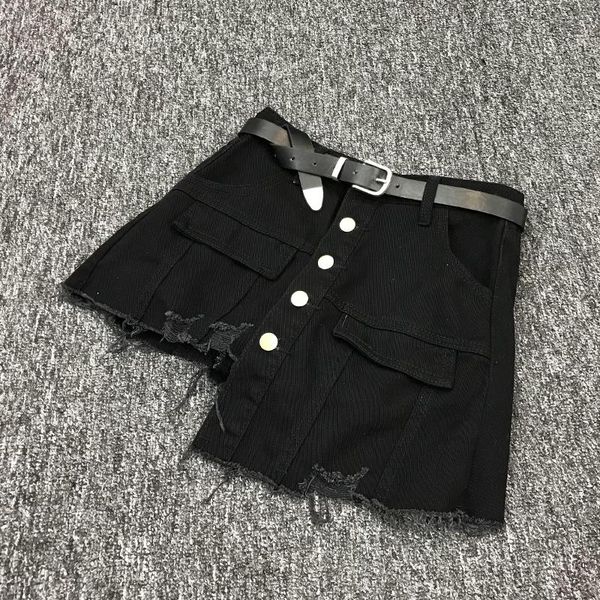 women harajuku irregular jeans shorts skirts korean buttons high waist kpop denim short pants casual ripped streetwear women's, Blue
women harajuku irregular jeans shorts skirts korean buttons high waist kpop denim short pants casual ripped streetwear women's, Blue